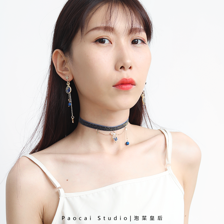 爱丽丝梦游兔子怀表少女心女锁骨链 彩驰饰品项链