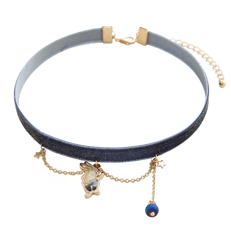 爱丽丝梦游兔子怀表少女心女锁骨链 彩驰饰品项链