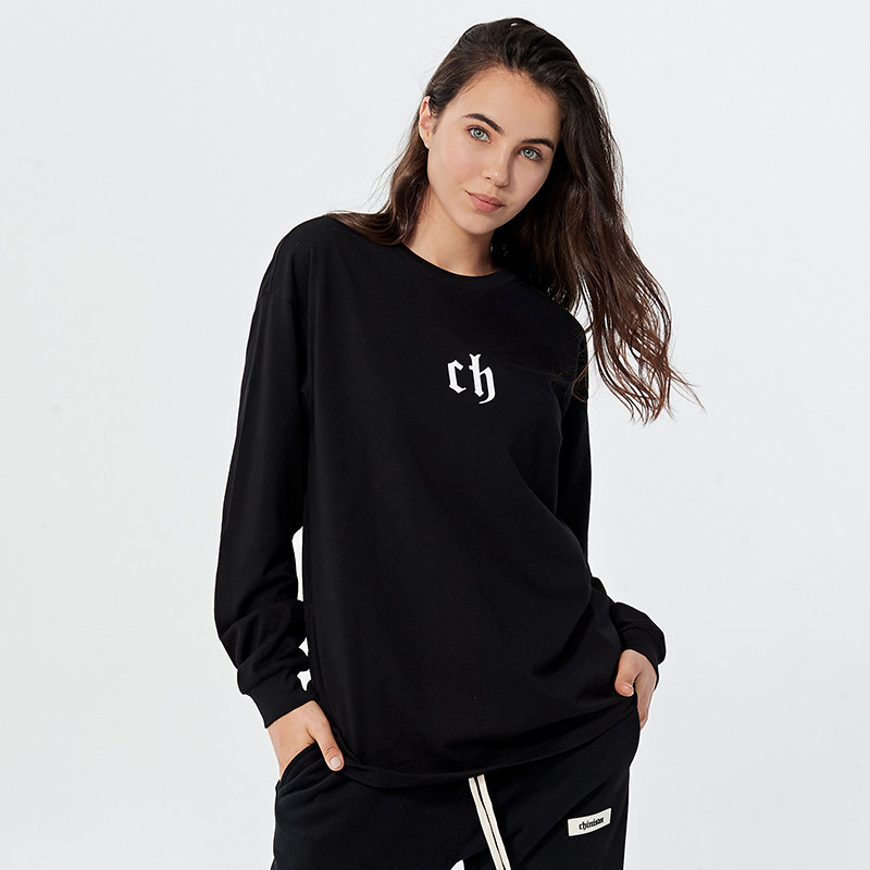 chinism ch秋季纯色长袖男潮牌t恤 chinismT恤