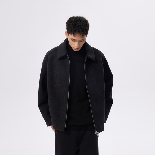 CHINISM丨毛呢外套男冬季男士短款翻领美式高级加厚保暖行政夹克 - 图2