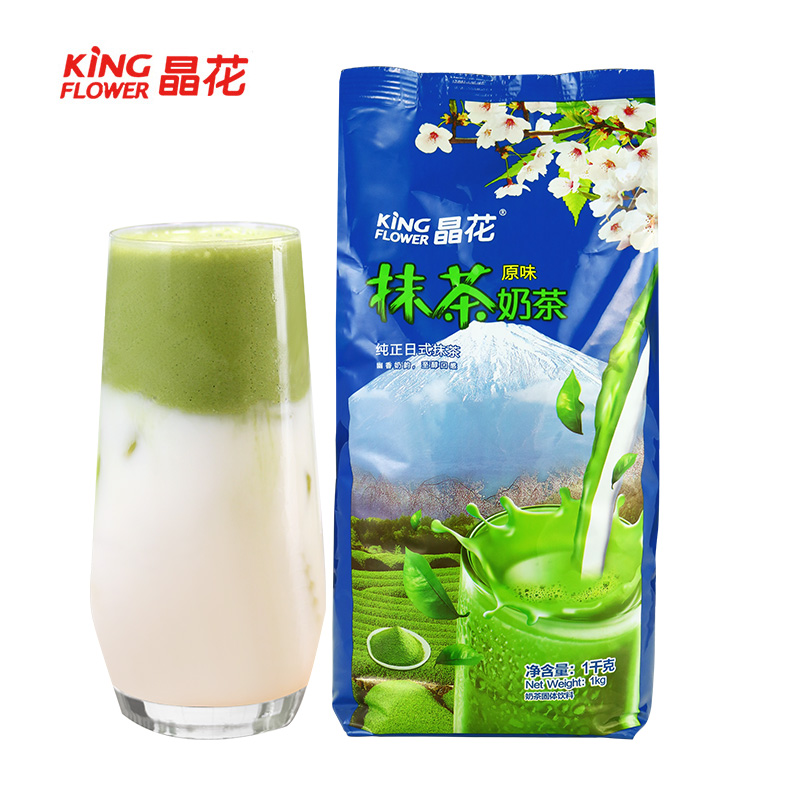 晶花速溶抹茶粉纯正日式抹茶奶茶粉奶茶店专用原料袋装奶茶 1kg-图0