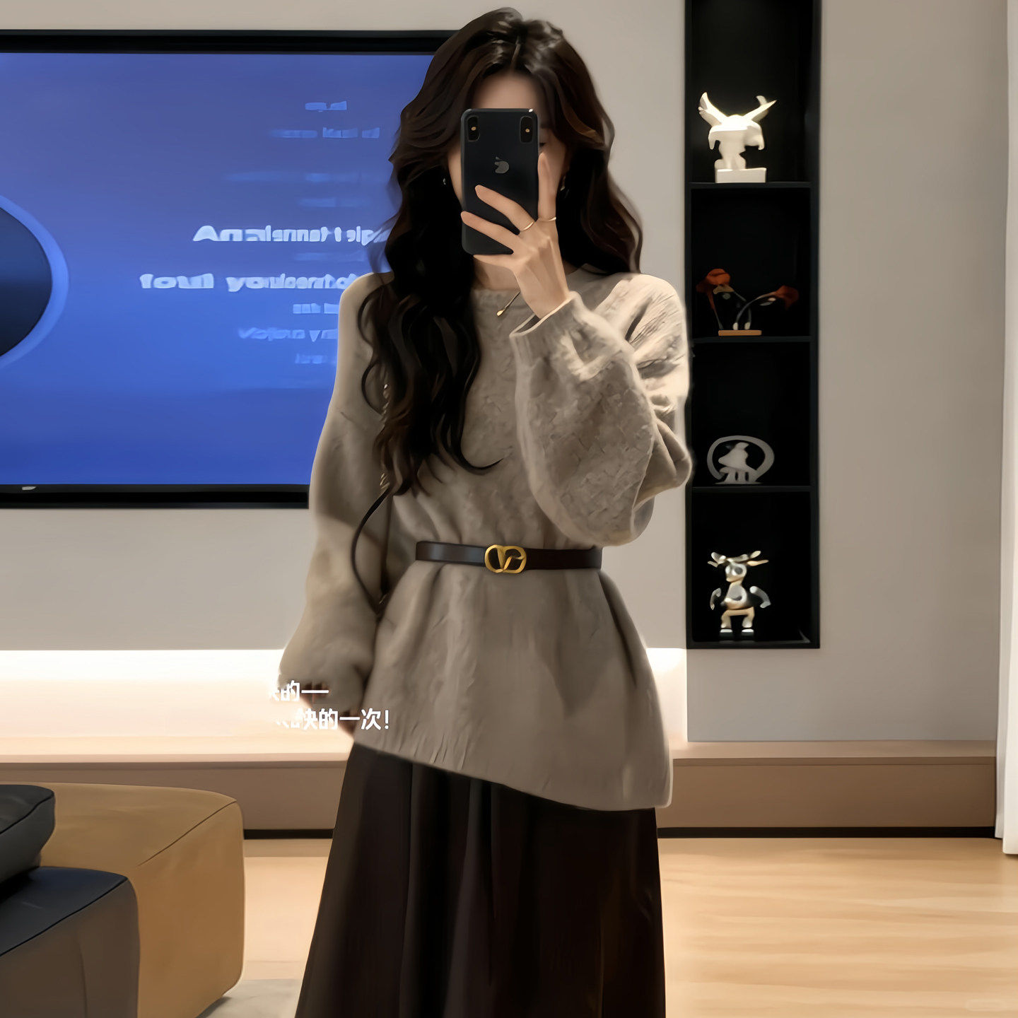 创宙 冬季一整套穿搭高级感轻熟风针织毛衣中长款半身裙显瘦气质两件套