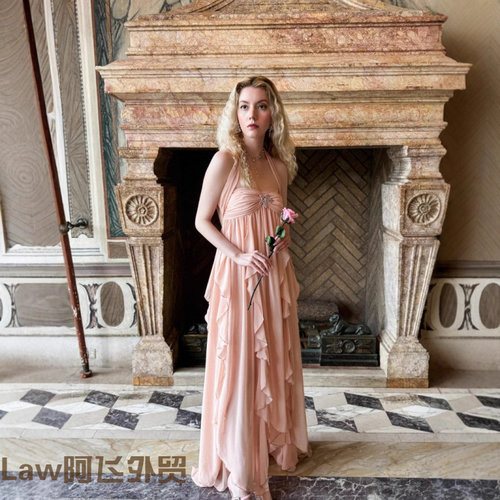 Flattering sexy floral print strapless dress度假超仙不规则长 - 图0