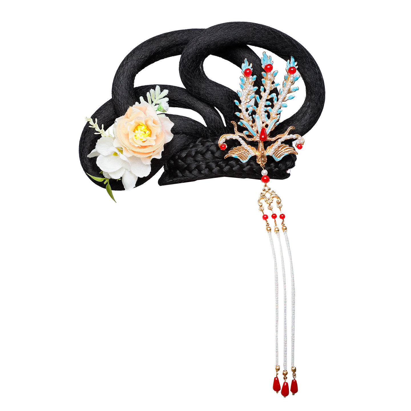 古风中秋COS嫦娥仿妆儿童假发发髻宋仕女花朵流苏偏凤发饰品组合,淘宝优惠券,粉丝福利购,淘宝优惠卷