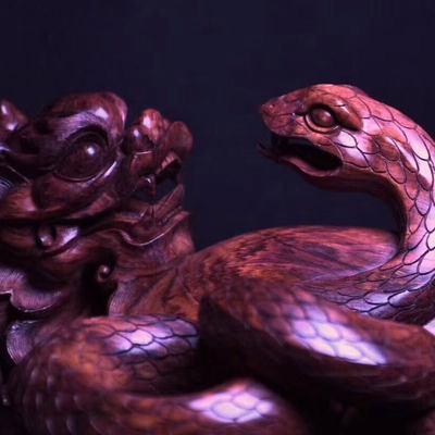 御磊海南黄花梨紫油梨玄武龟蛇合体老料佛珠手串饰品男女款摆件 虎窝淘