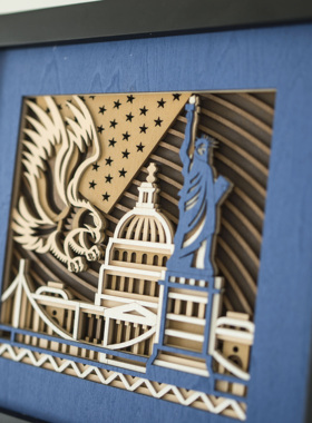 梯木叠雕原创立体国家系列小摆件