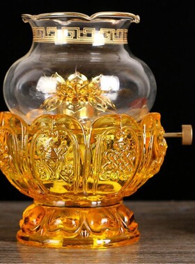 酥油灯灯盏防风七彩琉璃酥盏灯座长明灯佛堂莲花灯家用佛前