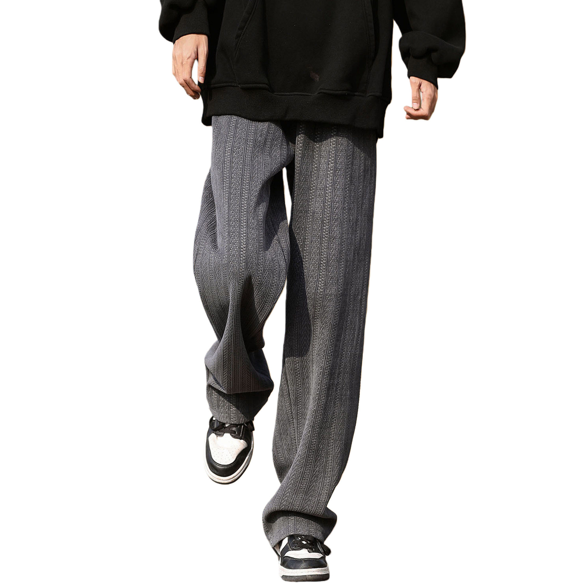 美式复古麦穗纹裤子男款秋冬季宽松直筒加绒加厚男生休闲长裤,淘宝优惠券,粉丝福利购,淘宝优惠卷