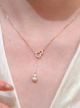 福禄双全微镶双层葫芦项链2025新