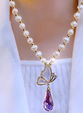 韩系新款超仙紫色锆石蝴蝶耳环女