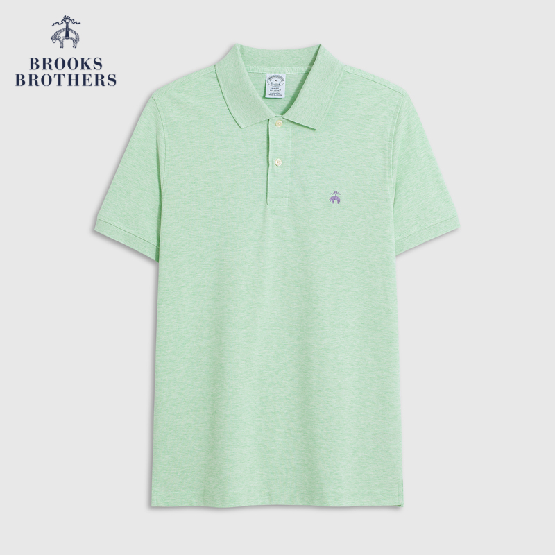 Brooks Brothers/布克兄弟男Supima棉美式休闲翻领纯色短袖POLO衫-图1