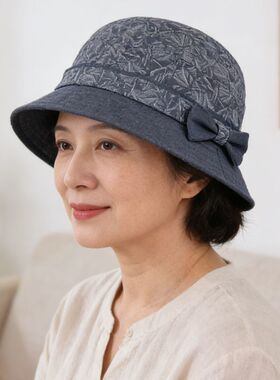 外出春夏薄老年人帽子化疗后女士光头帽中老年妈妈渔夫帽遮白发帽