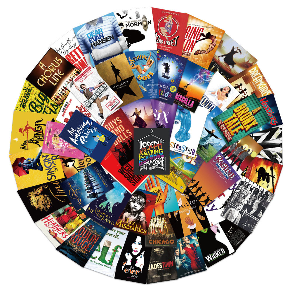 50张百老汇欧美音乐海报贴纸拉杆箱笔记本手机壳可爱装饰防水贴画,淘宝优惠券,粉丝福利购,淘宝优惠卷