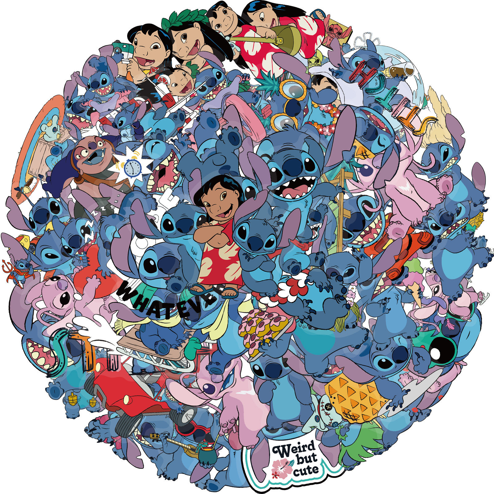 62张星际宝贝史迪仔贴纸PET材质史迪奇帖纸装饰水杯电脑防水贴画,淘宝优惠券,粉丝福利购,淘宝优惠卷