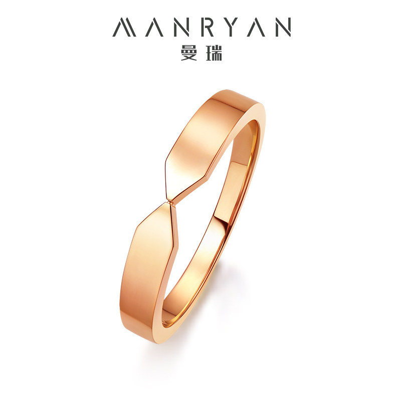 曼瑞30分结婚对戒 18k金铂金戒指 曼瑞手饰
