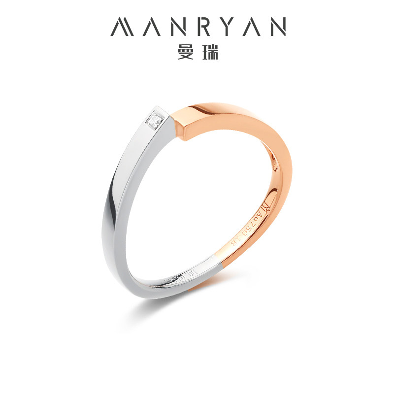 情侣对戒「偏爱」结婚18k金曼瑞珠宝 曼瑞手饰