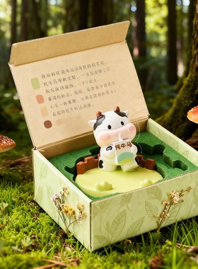 可爱奶牛树脂手机支架摆件礼盒