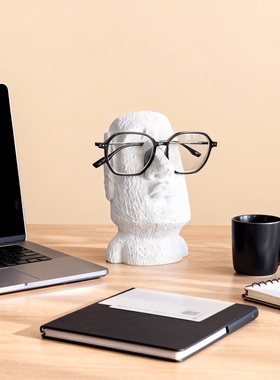 创意奇趣树脂人头眼镜支架摆件