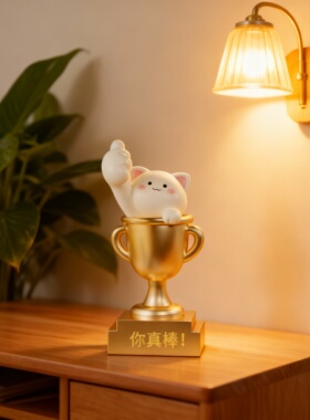 可爱猫咪树脂桌面摆件工位礼物