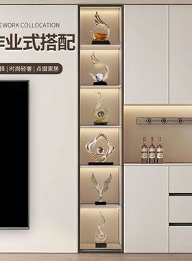 轻奢高档红酒架玻璃柜摆件客厅电视柜酒柜餐边柜子装饰品套装组合