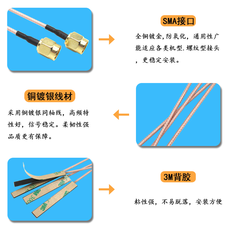 2.4g 5g 5.8g双频内置FPC软板wifi蓝牙PCB贴片SMA天线mmcx弯公头 - 图1