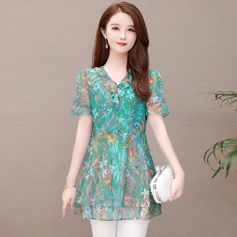 中长款小衫2020新款韩版宽松雪纺衫 瑶韵诗蕾丝衫/雪纺衫