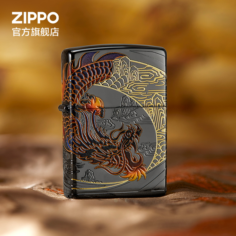 Zippo官方旗舰店煤油打火机之宝正版龙战于野创意送男友生日礼物