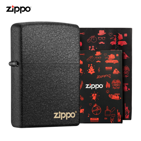 【双11预售】Zippo官方旗舰店Zippo打火机黑裂漆原装礼盒套装