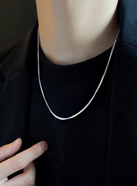 钛钢项链 蛇骨链素款ins风小众个性方蛇链时尚毛衣链素款锁骨链潮