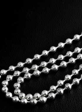 纯银圆珠链男女银链子