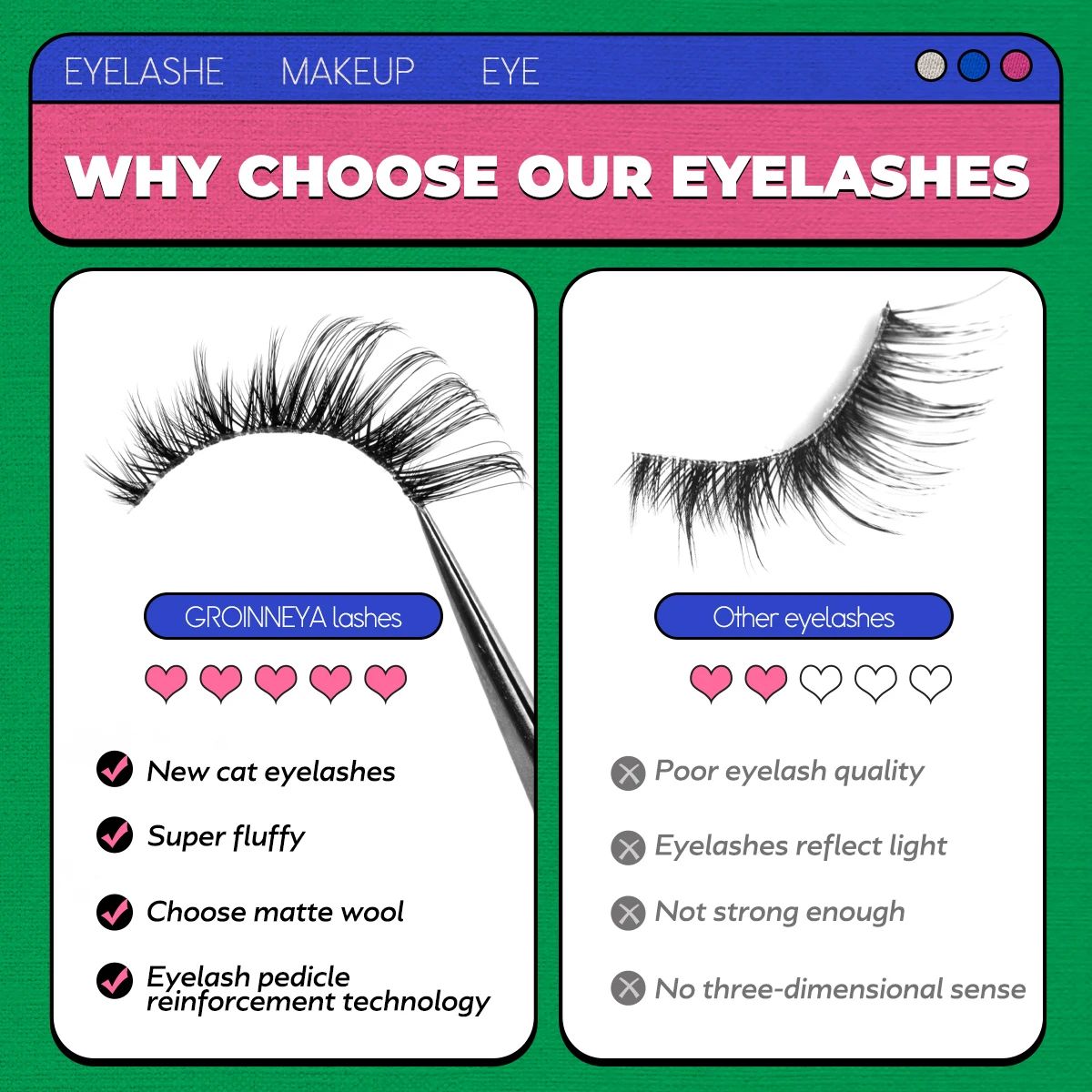 5 pairs Cat Eye Lashes Faux Mink Eyelashes Clear Band Lashes - 图2