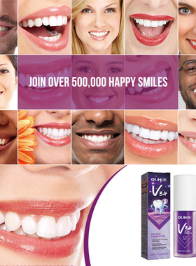 V34 Purple Color Corrector Teeth Toothpaste Effectiv