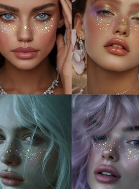 6 Sheets Glitter Freckles Holographic Stickers Heart Freckle