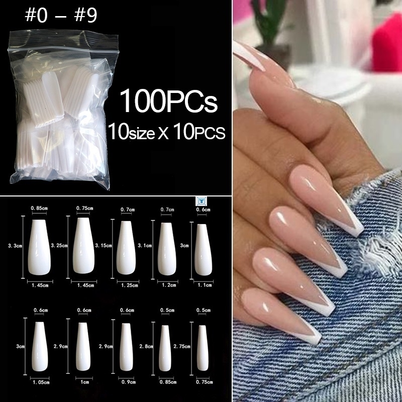 500/100pcs False Coffin Nails Ballerina Fake Nails Flat Shap - 图1