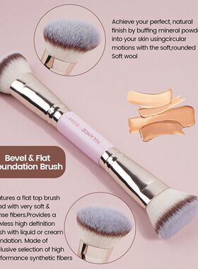 Double Head Makeup Brushes 2 In 1 Flat/Angled Foundation Con