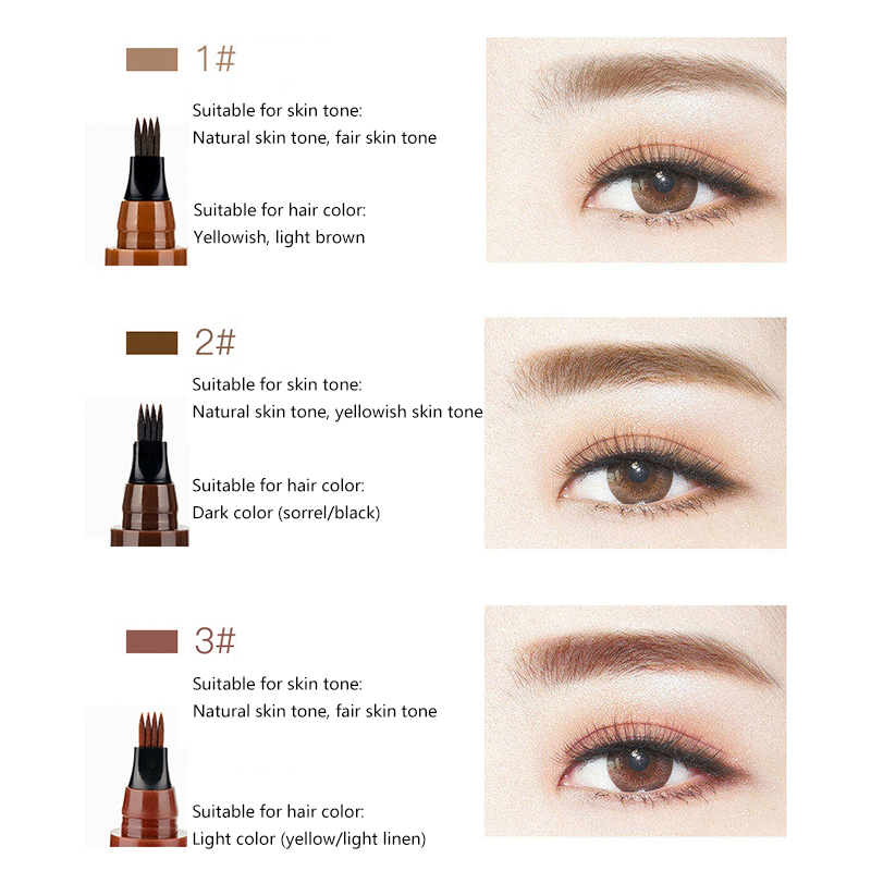 4 Fork Waterproof Eyebrow Pencil Women 3D Long Lasting Natur - 图3