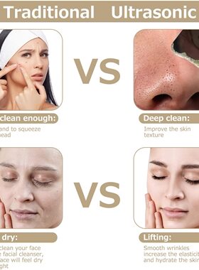 Ultrasonic Skin Scrubber Pore Cleaner 2+4 Kit Facial Ion Sho