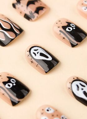 24 Pcs Halloween Skull Full Coverage Press On Nails Fake Nai