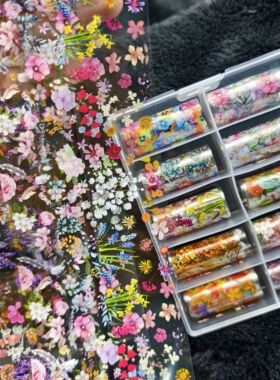 10Rolls Halloween  Flower Plaid Angel Marble  Bow Nail Foils