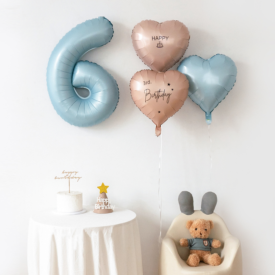 32寸数字气球周岁生日布置男孩飘空儿童派对拍照装饰场景婴儿蓝 - 图1