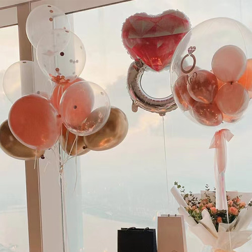 情人节钻戒戒指气球婚庆生日布置520求婚告白结婚纪念日装饰七夕 - 图0