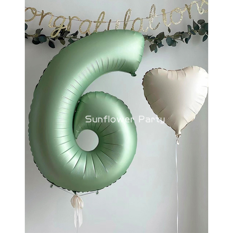 清新40寸豆绿色数字气球户外露营野餐拍照道具周岁生日装饰布置 - 图3
