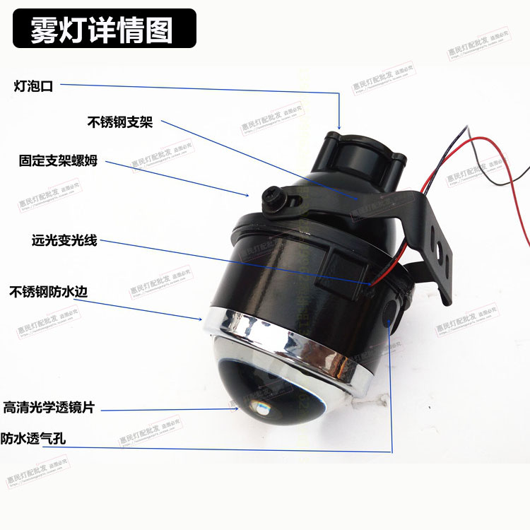 超亮75WLED双光雾灯透镜2.5寸3寸汽车通用改装新款鱼眼雾灯H11灯 - 图0