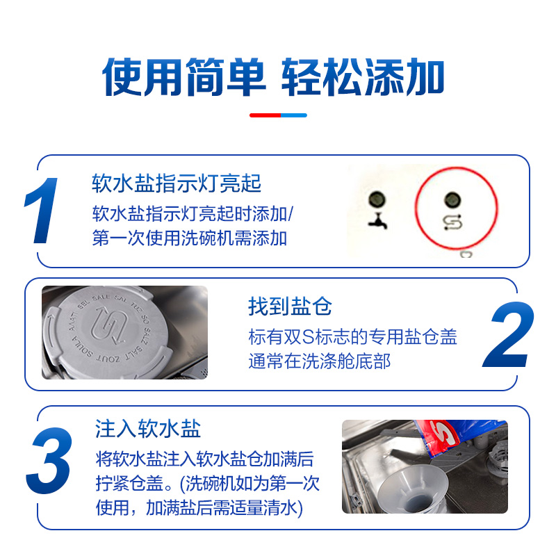 finish亮碟洗碗机专用盐2kg洗碗机洗涤剂西门子软水盐非洗碗粉块 - 图3