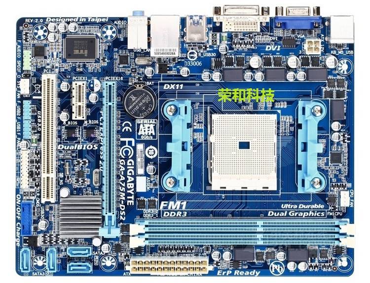 Gigabyte/技嘉 A75M-DS2 FM1 DDR3全固态集显小板SATA3 USB3 A8A6 - 图1