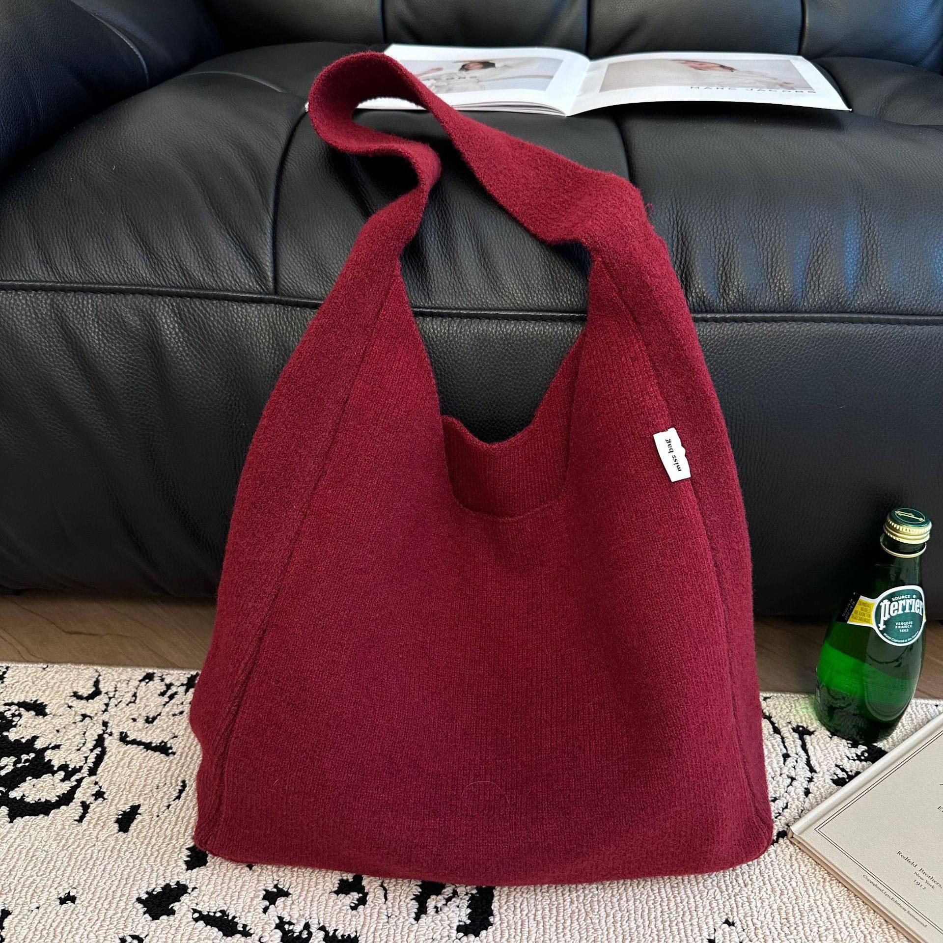 秋冬新款含羊毛单肩包手提包女毛呢韩版时尚高档简约百搭纯色通勤,淘宝优惠券,粉丝福利购,淘宝优惠卷