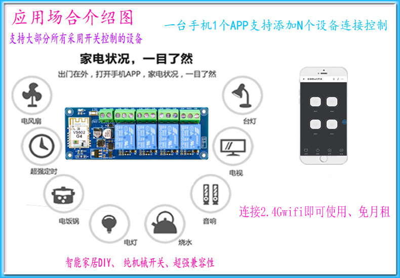 易微联wifi远程遥控开关蓝牙双模APP无线12V24V继电器模块WK4 - 图2