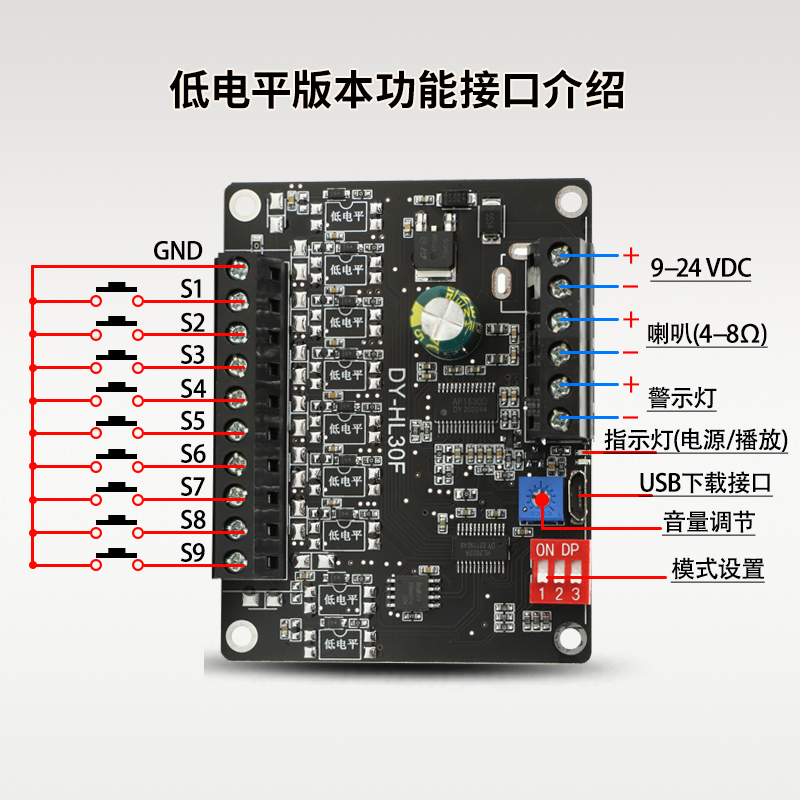 24V30W大功率语音播报提示模块高低电平触发一对一MP3播放HL30F - 图1