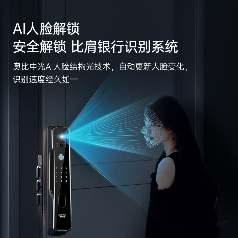 【王力】3D人脸可视大屏指纹密码智能锁