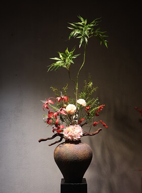 禅意高挑仿真插花仿真花宋韵装饰